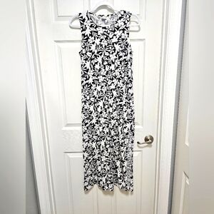Black and White Lands End Floral Maxi Dress Small